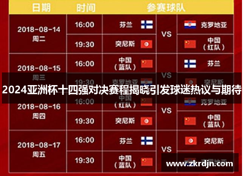 2024亚洲杯十四强对决赛程揭晓引发球迷热议与期待